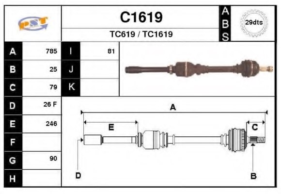 SNRA C1619 Drive Shaft